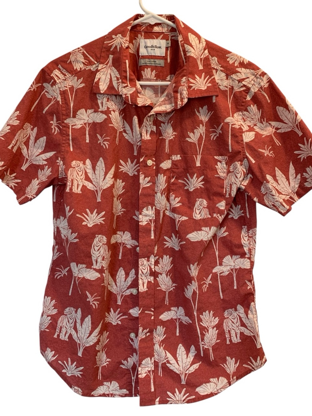 Goodfellow & Co Men’s Cotton Coral and White Button Up Shirt - Medium Slim